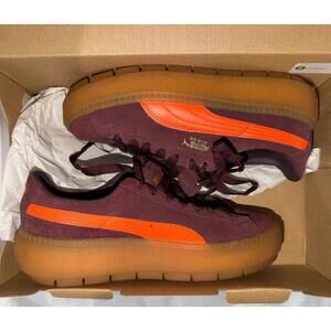 Puma Roma Amor Athletic Shoes Womens Size 7.5 Maroon Suede Lace up Platform